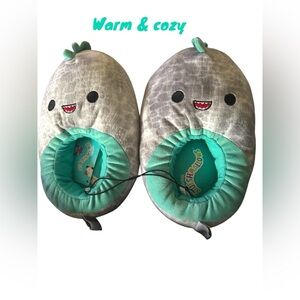 Squishmallows Chuey the Dinosaur Plush Step-In Slippers!